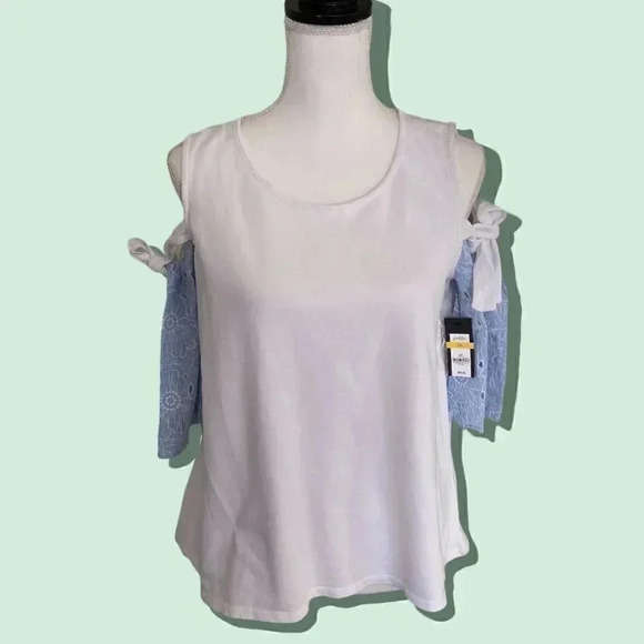 NWT Crown & Ivy cold shoulder blouse sz PM - Picture 1 of 8